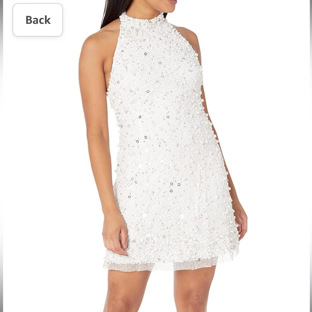 Worn 1x Aidan by Aidan Mattox Women's Mock Neck Halter Beaded Swing Dress size 0